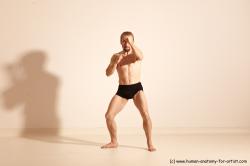 Underwear Martial art Man White Moving poses Slim Short Blond Dynamic poses Academic